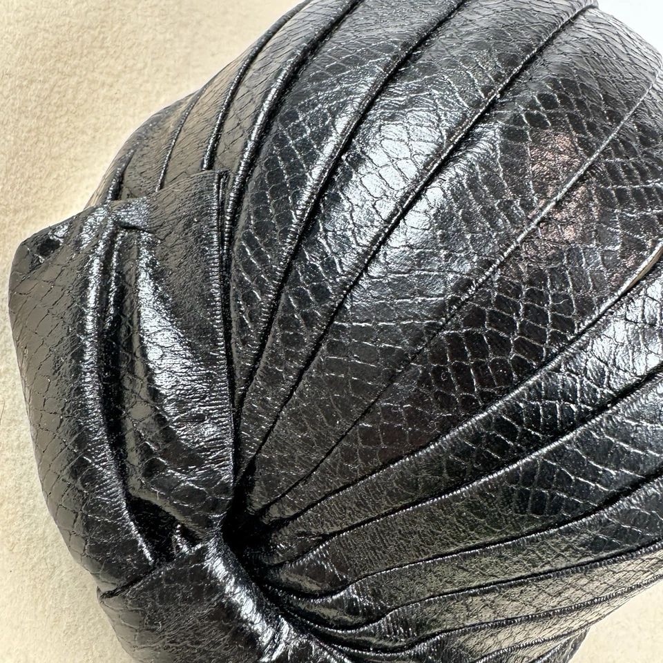 Vtg 50s Sondra New York Doe Skin Felt Wide Brim Hat Wool Black Leather Crown USA - Image 4 of 4