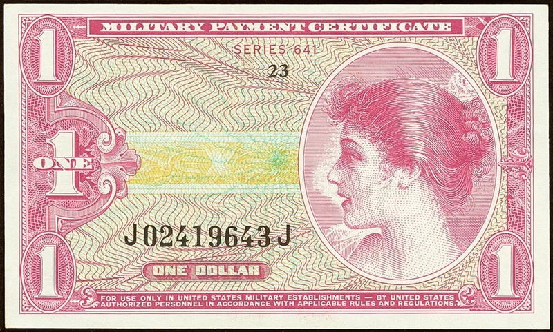 Series 641 $1 Military Payment Certificate CU Fr M885 1965🎖️ Vietnam Era MPC