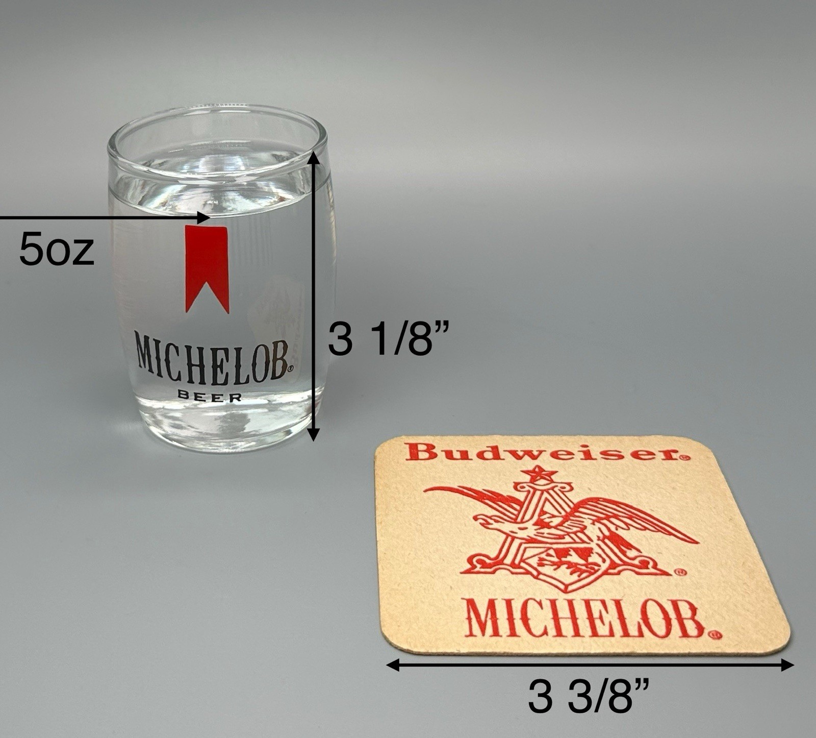 Michelob Beer Glass & Coasters Set / Vtg Tavern Advertising / Man Cave Bar Gift