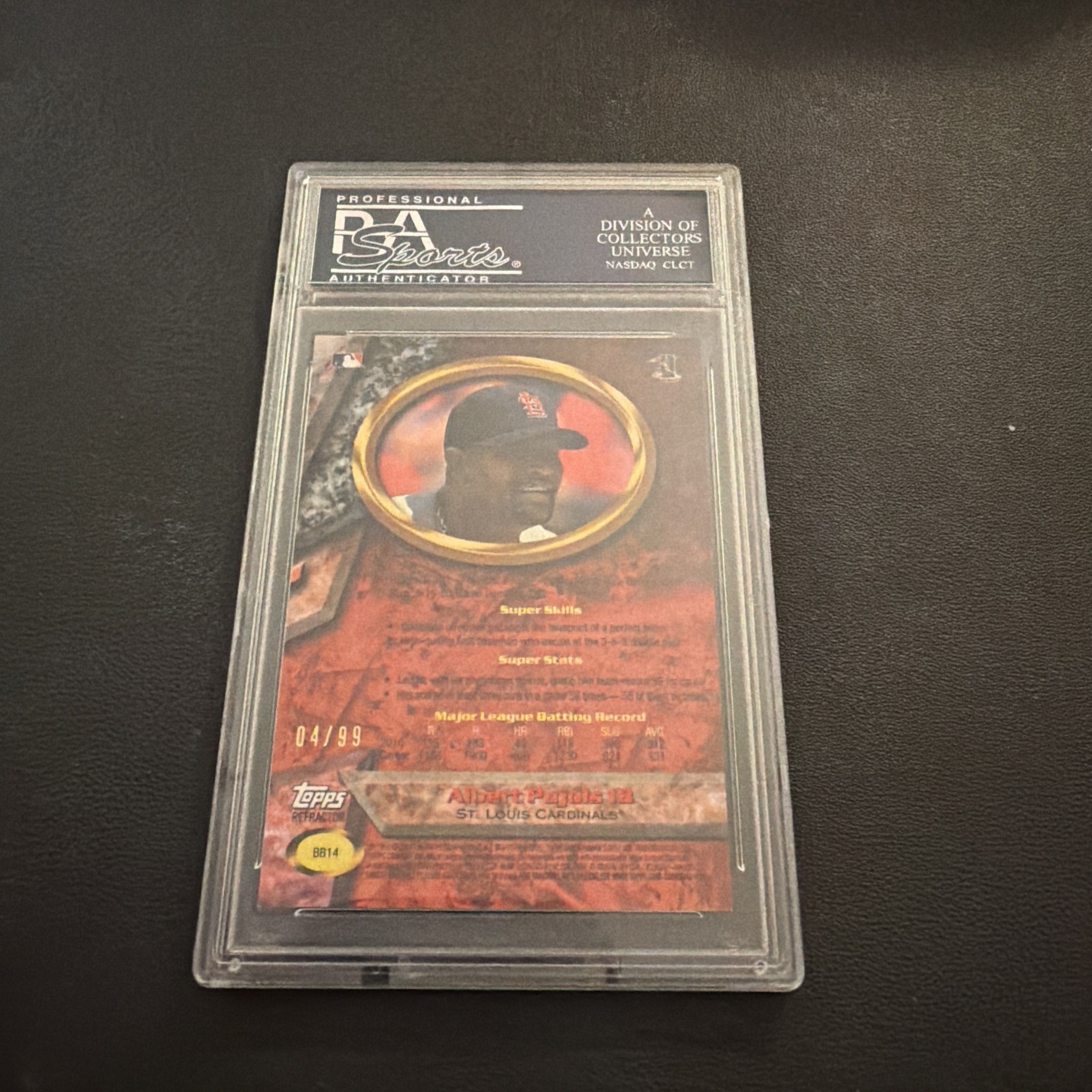 2011 Bowman Bowman's Best #BB14 Albert Pujols Cardinals Refractor 4/99 PSA 10 view 2