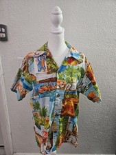 Vintage 70s Island Togs Hawaiian Shirt Mens M Orange Floral Kaanapali Maui