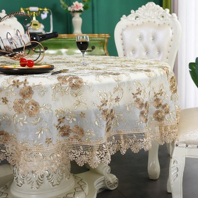 Tablecloth Lace Table Cover Luxury Embroidered Coffee for Dining Wedding Decor