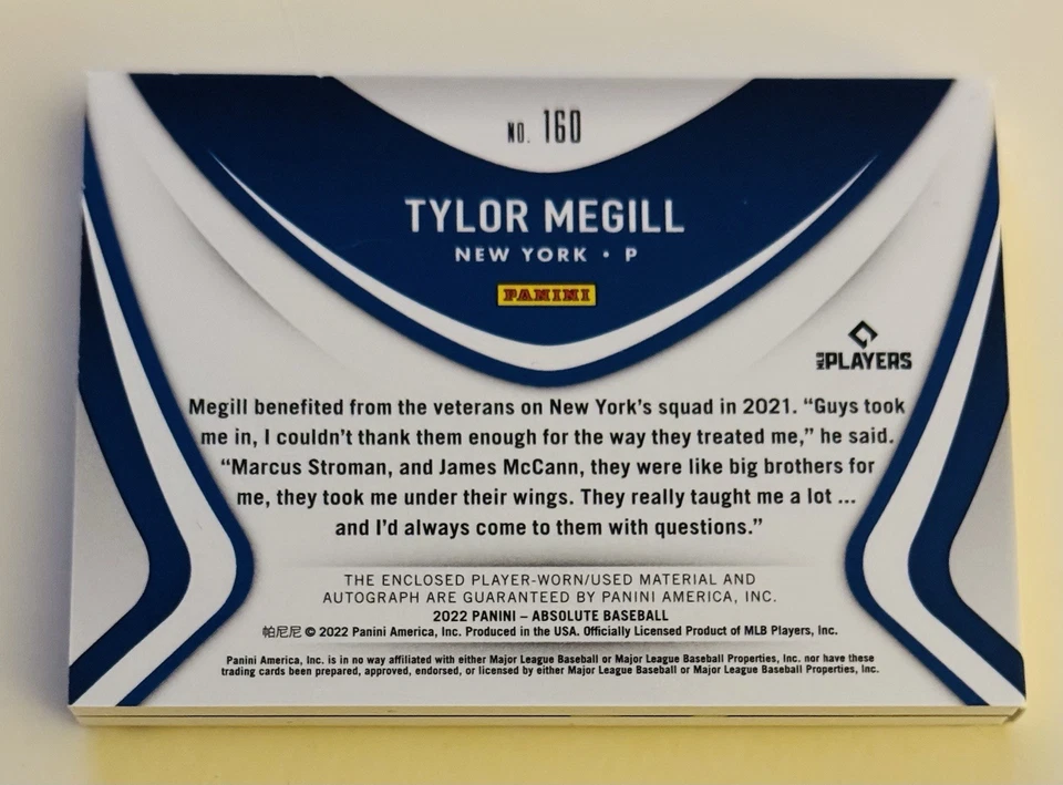 🔥⚾️TYLOR MEGILL 2022 Absolute Booklet Patch Auto /10 NY METS PHENOM! ⚾️🔥 - Image 3 of 3