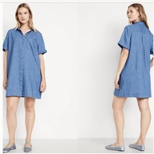 Old Navy Denim Shirt Dress Cuffed Sleeves Size XXL