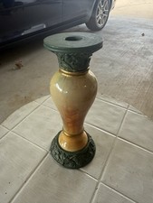 Majolica Jardiniere Pedestal Planter Pottery Green Brown Art Nouveau