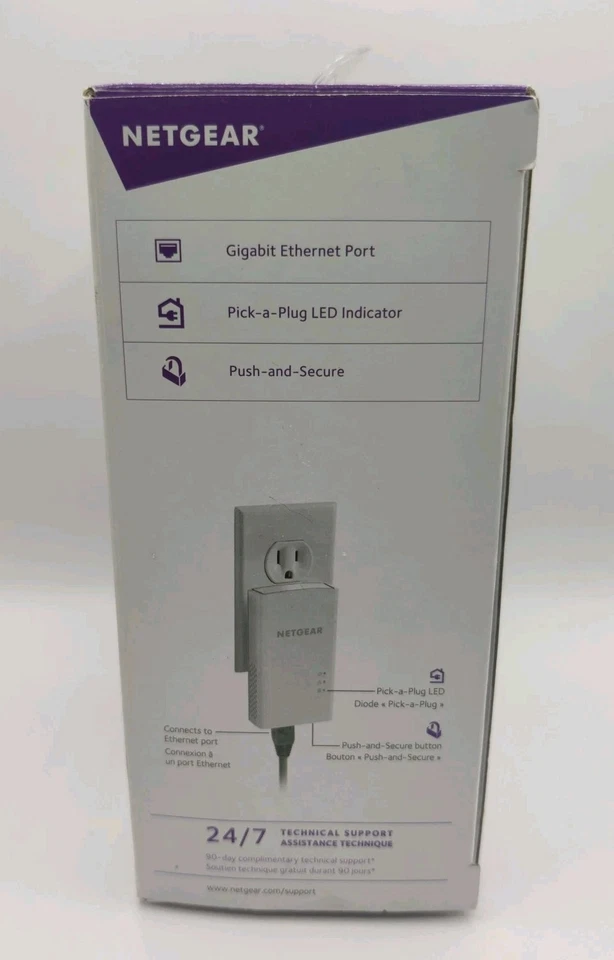 Extensores de red Wi-Fi NETGEAR PL1000-100PAS Powerline 1000 paquete de 2 blancos usados Foto 4 de 4