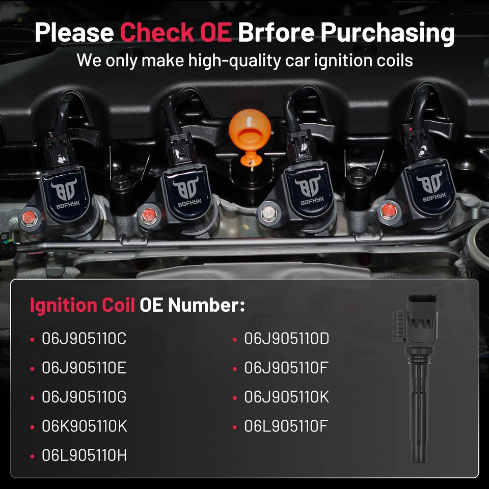 Set of 6 Ignition Coil Packs UF716 For 2015-2019 Volkswagen GTI 2.0L l4 - Image 4 of 4