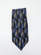 Vintage Jimmy V The V Foundation Abstract Tie 100% Silk USA Made Blue Black 60"