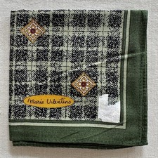 Mens Handkerchief VTG Green Cotton Plaid Tartan  Geometric Pocket Square 18" K1
