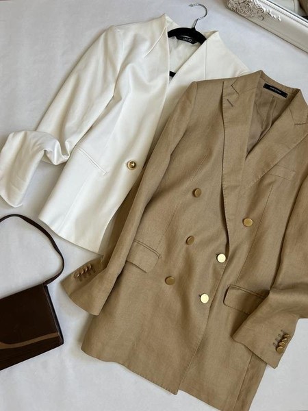 Women Tagliatore Blazer Beige Leinen 38