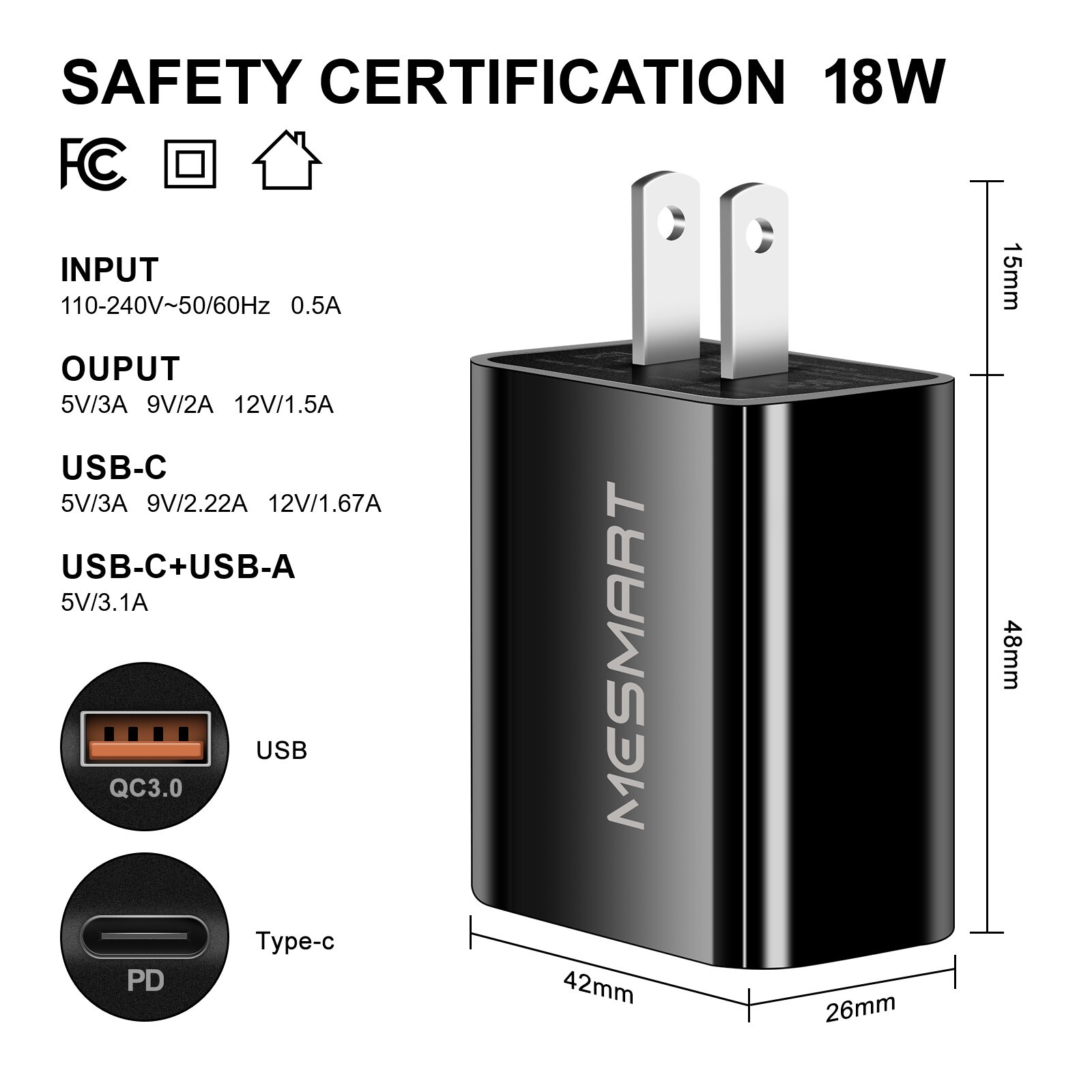20W PD USB C Wall Charger Fast Quick Charge QC 3.0 Power Adapter Dual Ports Lot