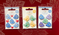 D11 - BLUE YELLOW GREEN PURPLE CHICKS BIRDIESDOODLEBUG DOODLE-POPS 3D STICKERS