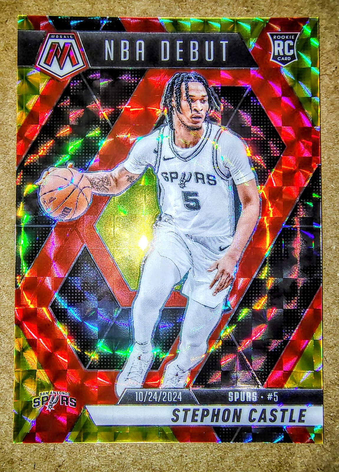 2024-25 Panini Mosaic - NBA Debut Stephon Castle Choice Fusion Red & Yellow /75