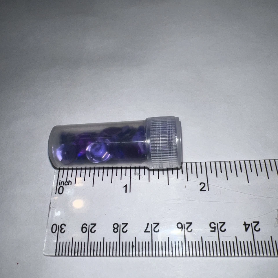 Трубка 1,75 x 0,5 дюйма 4/5 мм россыпью круглые блестки темно-фиолетовые б/у в отличном состоянии - Изображение 2 из 3