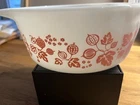Vintage Pyrex Gooseberry Pink & White Casserole Dish Glass Lid 1.5 Pints