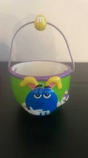 Vintage Blue M&M Ceramic Candy Dish/Planter Collectible Easter
