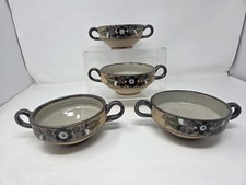 Lot of 4 Tonala Netzi Stoneware 5" Handled Bowls