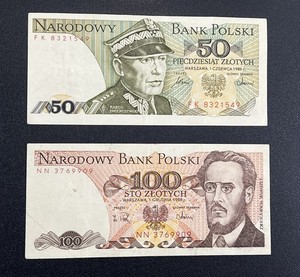 Narodowy Bank Polski, Poland - 100 and 50 Polish Zlotych Banknote, lot of 2