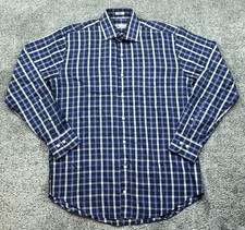Peter Millar Shirt Mens Medium Blue Purple Plaid Button Down Long Sleeve Classic