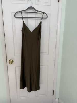 Dannijo Slip Dress Size S Green( Olive) Midi 100% Silk Quiet Luxe New W/O  Tags