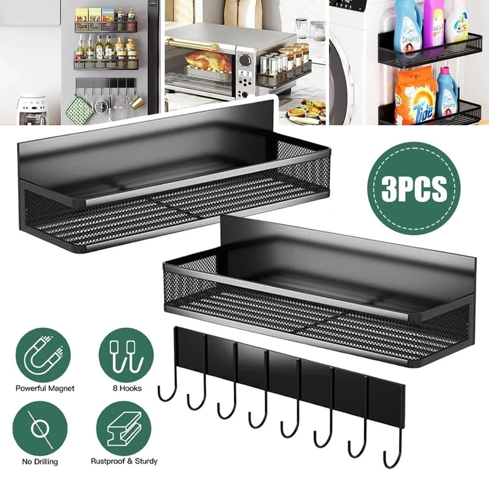 3x Gewürzregal Magnetregal Magnet Hängeregal Magnetisch Kühlschrank Regal Stahl - Bild 1 von 4