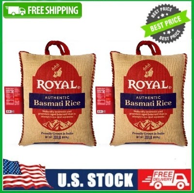 2 BAG Royal Naturally Aged Indian White Basmati Rice, Long-Grain, 20 lb Bag