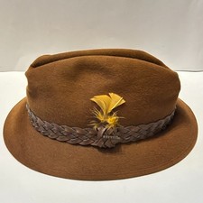 Vtg Stetson Royal Deluxe Hat Size 7 3/8 Fur Felt Brown Fedora