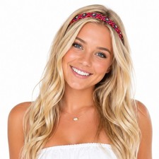 Women Boho Adjustable Tribal Elastic Hair Band Colorful Woven Festival Headband