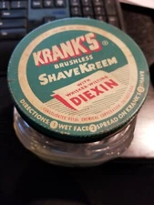 Vintage Kranks's Brushless Shave Kreem Clear Empty Glass Barber Jar Chicago, USA