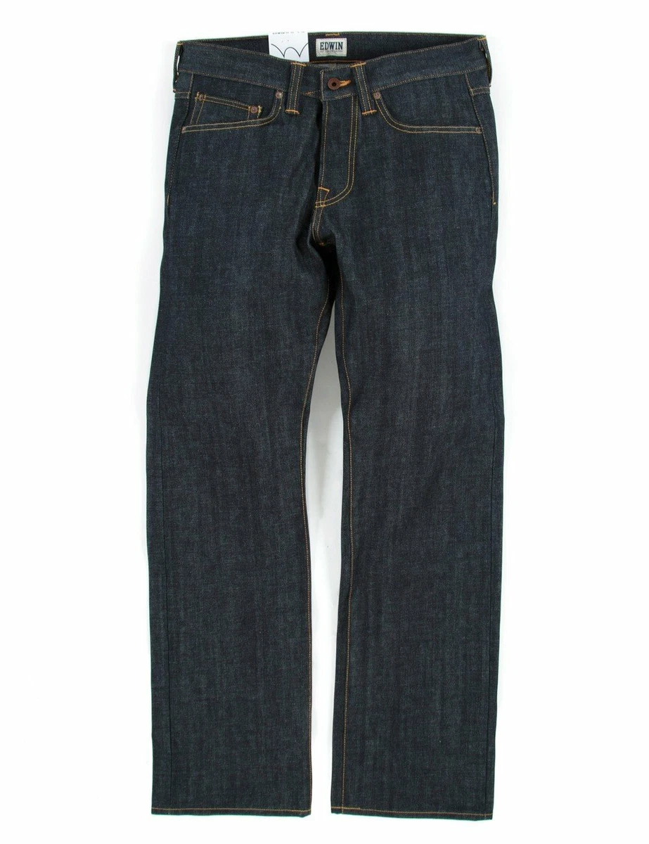 Men s Edwin Jeans ED 47 Regular Straight Red Selvedge Denim Unwashed