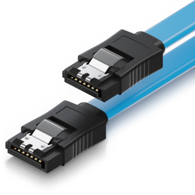 deleyCON 0,5m S-ATA 3 Datenkabel mit Clip Blau - 2x Stecker gerade - SATA 6Gb/s