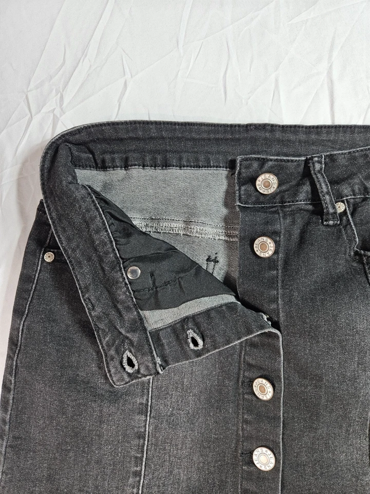 Black Denim Girls Button Up Mini Skirt Youth Size Small - Image 3 of 4