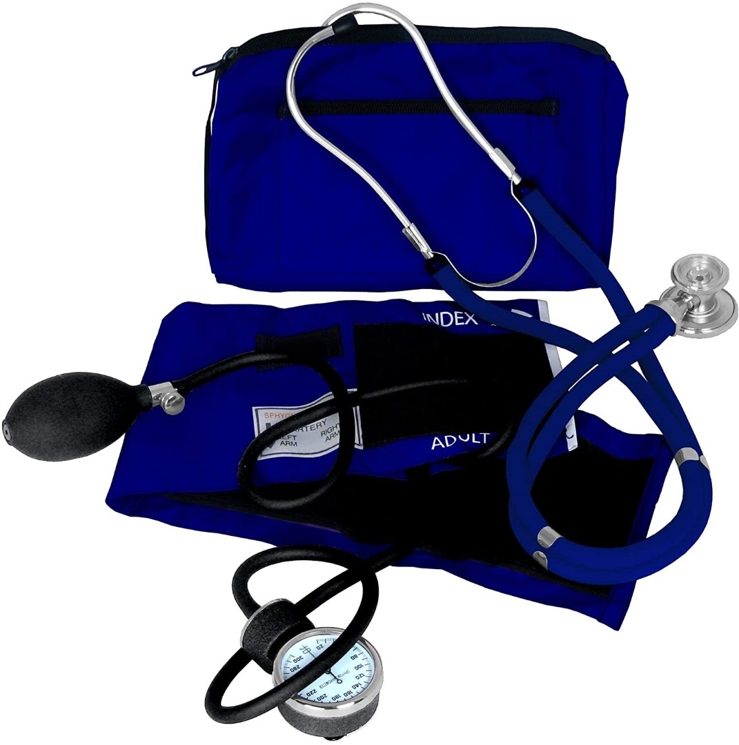 Kit Professionnel Tensiomètre Et Stéthoscope Double Tête Noir - Brassard Ajustable 22-42 Cm - Neuf