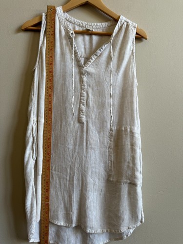 Prana Natassa Crinkled Sleeveless Tunic White Akoa Relaxed Travel Womens size M - Picture 7 of 11