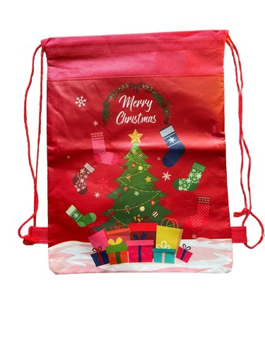 Merry Christmas Drawstring Present Bags For Kids Gift X 4 - 第 1/2 張圖片