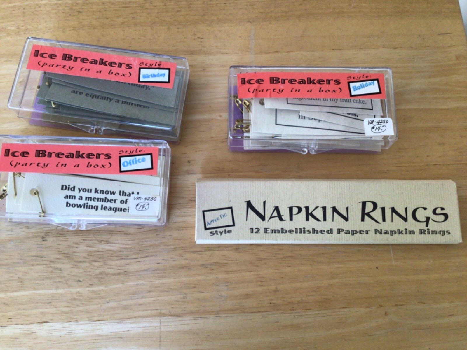 4 Party in a Box Ice Breakers + fun Napkin Rings…starts conversations ...