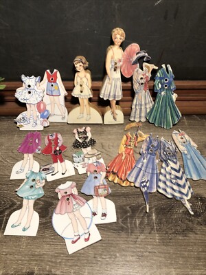 Vintage Wooden Peg Dress Up Dolls Clothes Artist Sandy Karsten Merrimack 1987 D6