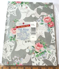 Vintage Wrapping Paper NIP Wedding Roses Bells Bridal Shower One Full Sheet