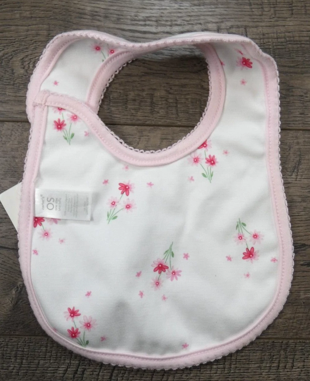 Baby Girl New Carter's Pretty Pink Vintage Baby Bib