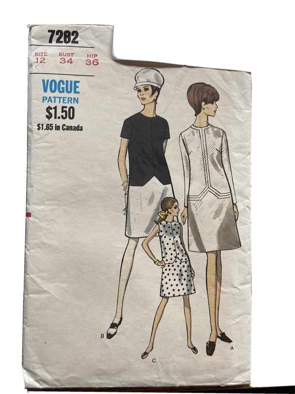Vintage Vogue Dress 7282 pattern/Size 12