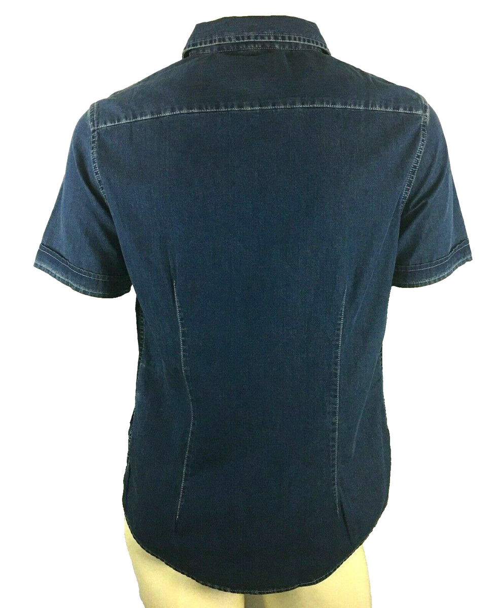 Armani AJ Jeans Italy Men's Denim Shirt Snap Closure Size S Retail
