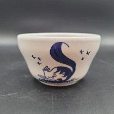 Blue & White Squirrel Design HLC USA Homer Laughlin Bouillon Bowl 2.25" Discont.