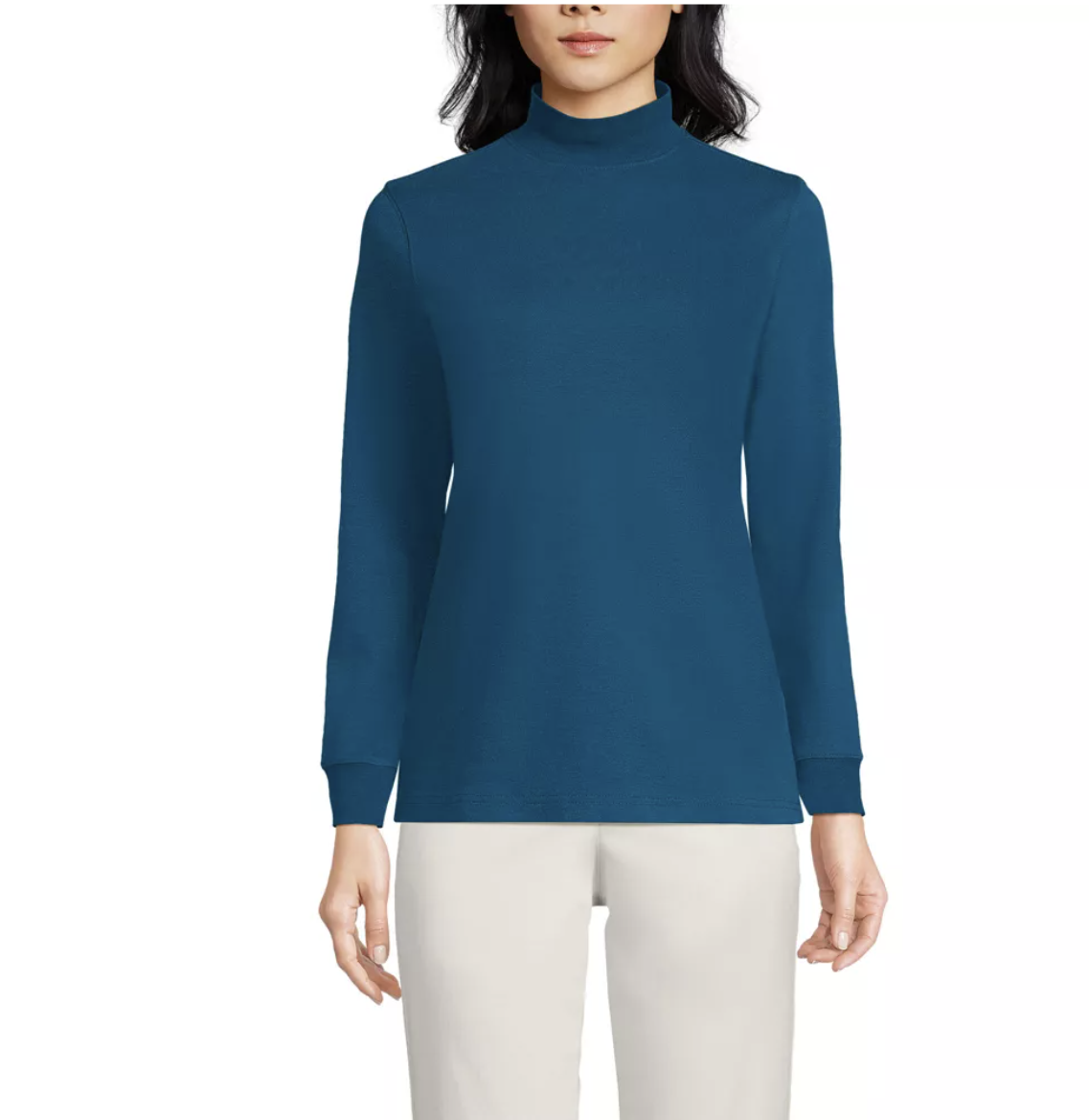 Lands End Women's Cotton Long Sleeve Mock Turtleneck S/T-XL