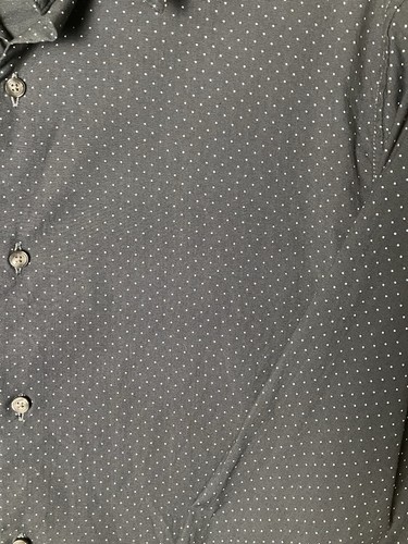 MICHAEL KORS Mens SLIM FIT LARGE Black Dot Long Sleeve Cotton Stretch Shirt - Picture 3 of 7