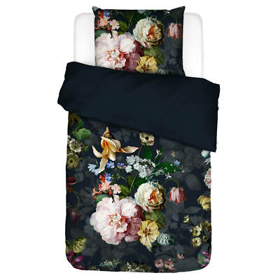 Essenza Winter Bettwäsche Fleurel Indigo Blau Blumen Blüten Pflanze Rose Flanell