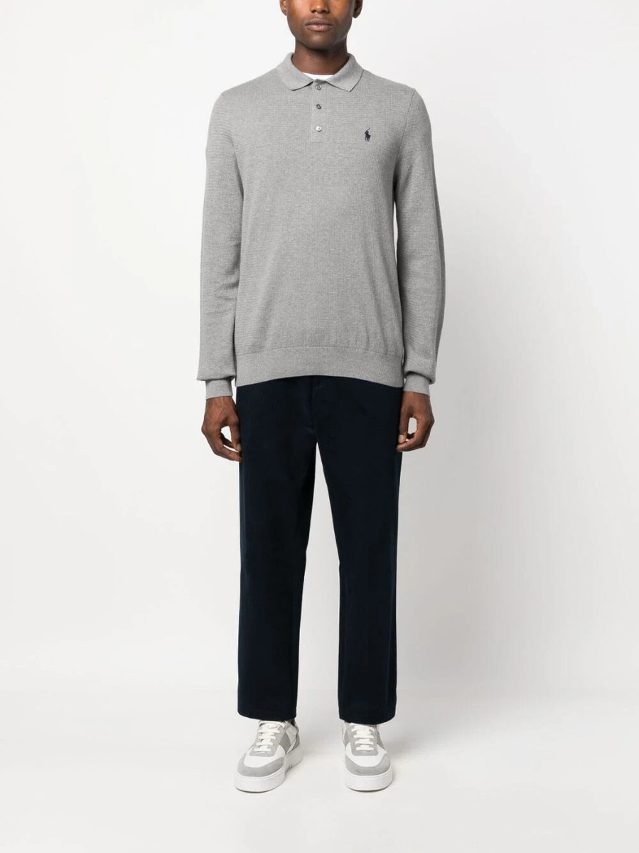 UNIVERSAL PRODUCTS RIPPLE L/S POLO グレー　3 COHPL1000-OSU-Ultimate-Polo-