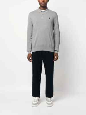 Polo Ralph Lauren L114713 Grey Heather the Luxe Knit LS Polo Shirt