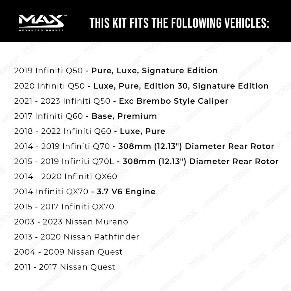 Rear Drilled Brake Rotors + Pads for Nissan Murano Pathfinder Infiniti QX60 - Imagem 3 de 4