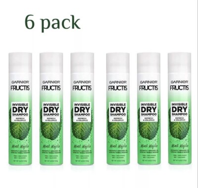6 Pack Garnier Fructis Invisible Dry Shampoo Refresh Volumize Mint Mojito 4.4Oz