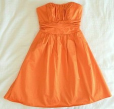 Womens DAVIDS BRIDAL Orange Dress Bridesmaid Wedding Strapless XS 4 Homecoming